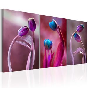 Schilderij - Verliefde Tulpen, 3luik