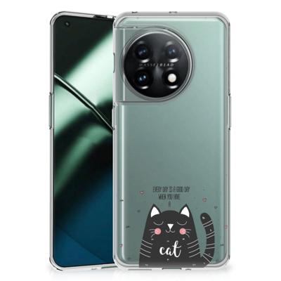 OnePlus 11 Telefoonhoesje met Naam Cat Good Day OnePlus 11 Telefoonhoesje met Naam Cat Good Day