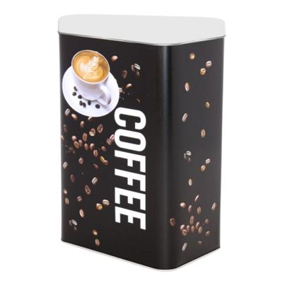 Koffieblik/bewaarblik - zwart - coffee print - 1800 ml - rechthoekig