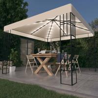 Prieel met LED-lichtslinger 3x3 m crèmekleurig