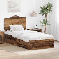 Bedframe met hoofdeinde Oudhout 100 x 200 cm Bewerkt hout