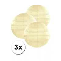 Luxe bol feest lampion - 3x - creme wit - dia 25 cm - papier