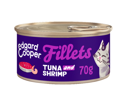 Edgard & Cooper graanvrij tonijn- en garnaalfilets kat natvoer blikje 70 gr