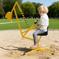 Zitgraafmachine 360° Draaibaar Graafmachine om op te Zitten Metaal met Schep & 2-hand Bediening Geel