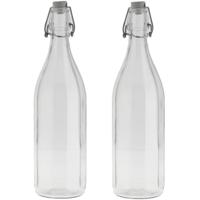 Bormioli rocco waterfles met beugeldop - 2x - helder transparant - 1000 ml - Giara home deco fles