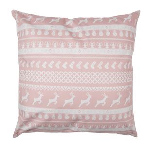 Clayre & Eef Kussenhoes 45x45 cm Roze Wit Polyester Sierkussenhoes Roze Sierkussenhoes