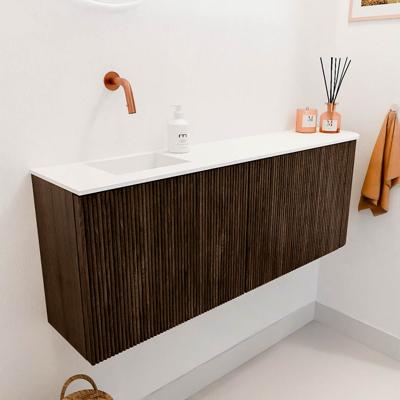 Toiletmeubel Mondiaz Joya | 111.6 cm | Meubelkleur Walnut | Faye wastafel Talc Links | Zonder kraangat(en) Toiletmeubel Mondiaz Joya | 111.6 cm | Meubelkleur Walnut | Faye wastafel Talc Links | Zonder kraangat(en)