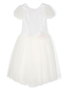 Monnalisa robe longue brodée de sequins - Blanc