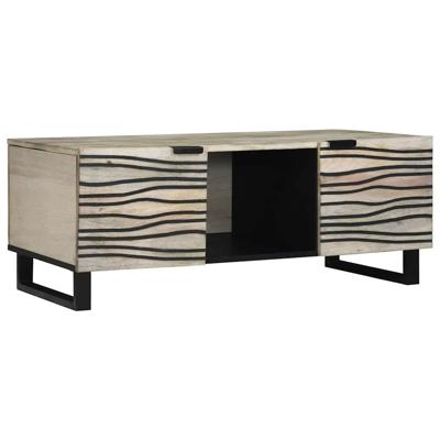 Salontafel Wit, Zwart 100 x 54 x 40 cm massief mangohout