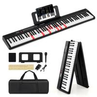 Opvouwbaar 88-toetsen Piano Keyboard met Split-functie & 3 Leermodi Keyboard Zwart