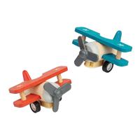 Bigjigs houten terugtrek dubbeldekker vliegtuig