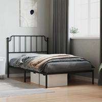 Bedframe met hoofdbord metaal zwart 107x203 cm
