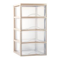 Ladeblokje/bureau organizer met 4x lades - transparant/beige - L26 x B36 x H49 cm - plastic