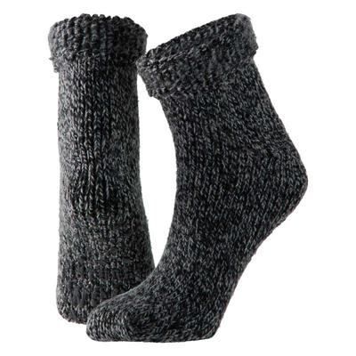 Wollen huissokken/slofsokken voor mannen - zwart - anti slip sokken - cadeau
