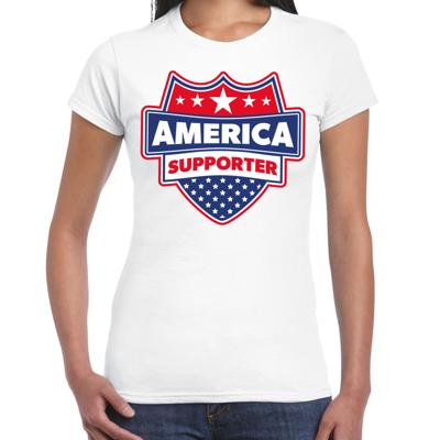 USA Amerika supporters t-shirt - wit - voor dames - USA America - landen shirts - kleding - sport
