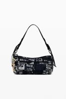 Middelgrote handtas in krantstijl - BLACK - U