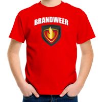 Brandweer met embleem verkleed t-shirt / outfit rood voor kinderen - thumbnail