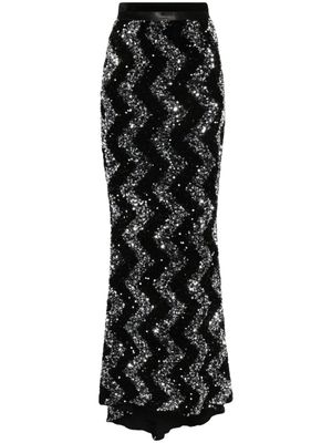 STYLAND jupe ornée sequins à coupe longue - Noir