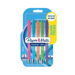 Balpen Paper Mate Flexgrip drukknop Bright fun schrijfkleur zwart