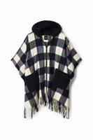 Poncho met ruiten en bont - BLACK - U