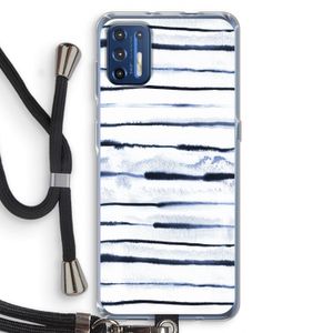 Ink Stripes: Motorola Moto G9 Plus Transparant Hoesje met koord