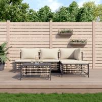 5-delige Loungeset met kussens poly rattan antracietkleurig