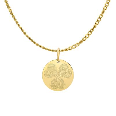 Gepersonaliseerde vingerafdrukken klaver ketting - Stainless steel - Goud - 13 mm - 3 vingerafdrukken