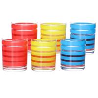 Drinkglazen Colorama - 6x - rood/geel/blauw - glas - 280 ml - gekleurd mix