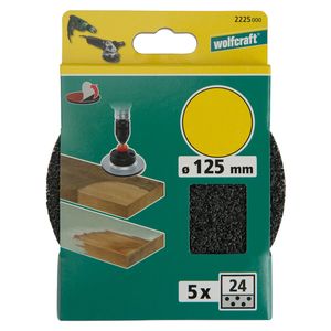 Wolfcraft 2225000 Schuurpapier voor schuurschijf Met klittenband, Ongeperforeerd Korrelgrootte 24 (Ø) 125 mm 5 stuk(s)