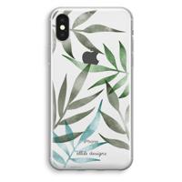 Tropical watercolor leaves: iPhone XS Transparant Hoesje - thumbnail