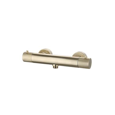Douchemengkraan Opbouw Sanilux Ribb Thermostatisch Rond Met Geribbelde Knop Geborsteld Goud Sanilux