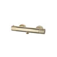Douchemengkraan Opbouw Sanilux Ribb Thermostatisch Rond Met Geribbelde Knop Geborsteld Goud Sanilux
