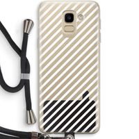 Strepen zwart-wit: Samsung Galaxy J6 (2018) Transparant Hoesje met koord