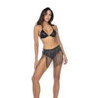 Mapalé Glam Fringe Riem - Één maat - Zwart/Rhinestone