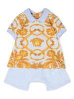 Versace Kids ensemble grenouillère-bonnet à imprimé baroque - Bleu