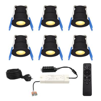 Set van 6 12V 3W - Mini LED Inbouwspot - Zwart - Dimbaar - Verzonken - Verandaverlichting - IP65 voor buiten - 2700K - Warm wit Set van 6 12V 3W - Mini LED Inbouwspot - Zwart - Dimbaar - Verzonken - Verandaverlichting - IP65 voor buiten - 2700K - Warm wit