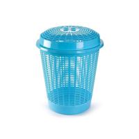 Plasticforte Wasmand met deksel - 50 liter - blauw - rond - D45 x H57 cm - thumbnail