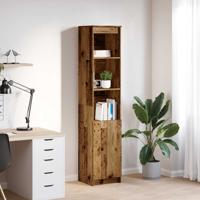 Hoge kast 37,5x35x180 cm bewerkt hout oud houtkleurig
