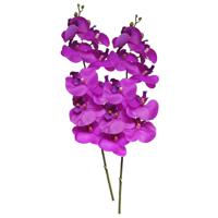 Kunstbloem Orchidee Bora - 2x - fuchsia - 108 cm - losse steel - kunst zijdebloem - Phalaenopsis