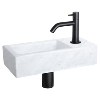 Differnz Helios fonteinset marmer - kraan gebogen - 37.5 x 18.5 x 9.5 cm - mat zwart