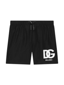 Dolce & Gabbana Kids logo-print drawstring swim shorts - Noir