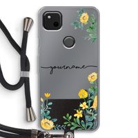 Gele bloemen: Pixel 4a Transparant Hoesje met koord