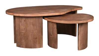LABEL51 Organische Salontafel 'Timon' Espresso Mangohout, Set van 2 stuks