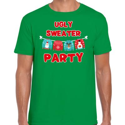 Foute Kersttrui t-shirt - groen - voor heren - Ugly sweater party - Kerstkleding