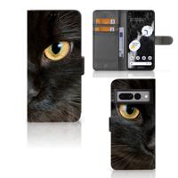 Google Pixel 7 Pro | Telefoonhoesje | Met pasjeshouder | Zwarte Kat