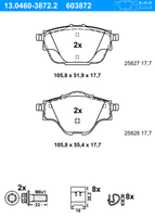 Remblokkenset, schijfrem ATE, u.a. für Citroën, Peugeot, Opel, DS, Vauxhall