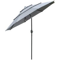 Deze paraplu van Outsunny is de perfecte keuze om je totale bescherming te bieden. Het duurzame polyester beschermt tegen water en houdt schadelijke