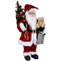 Kerstman beeld - H45 cm - rood - staand - kerstpop - Kerstman pop