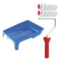 Sorex Verfrollers schilderen set - met beugel en verfbak - 2x anti spat rollers - breedte 18 cm