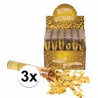 3x Confetti shooters goud 20 cm